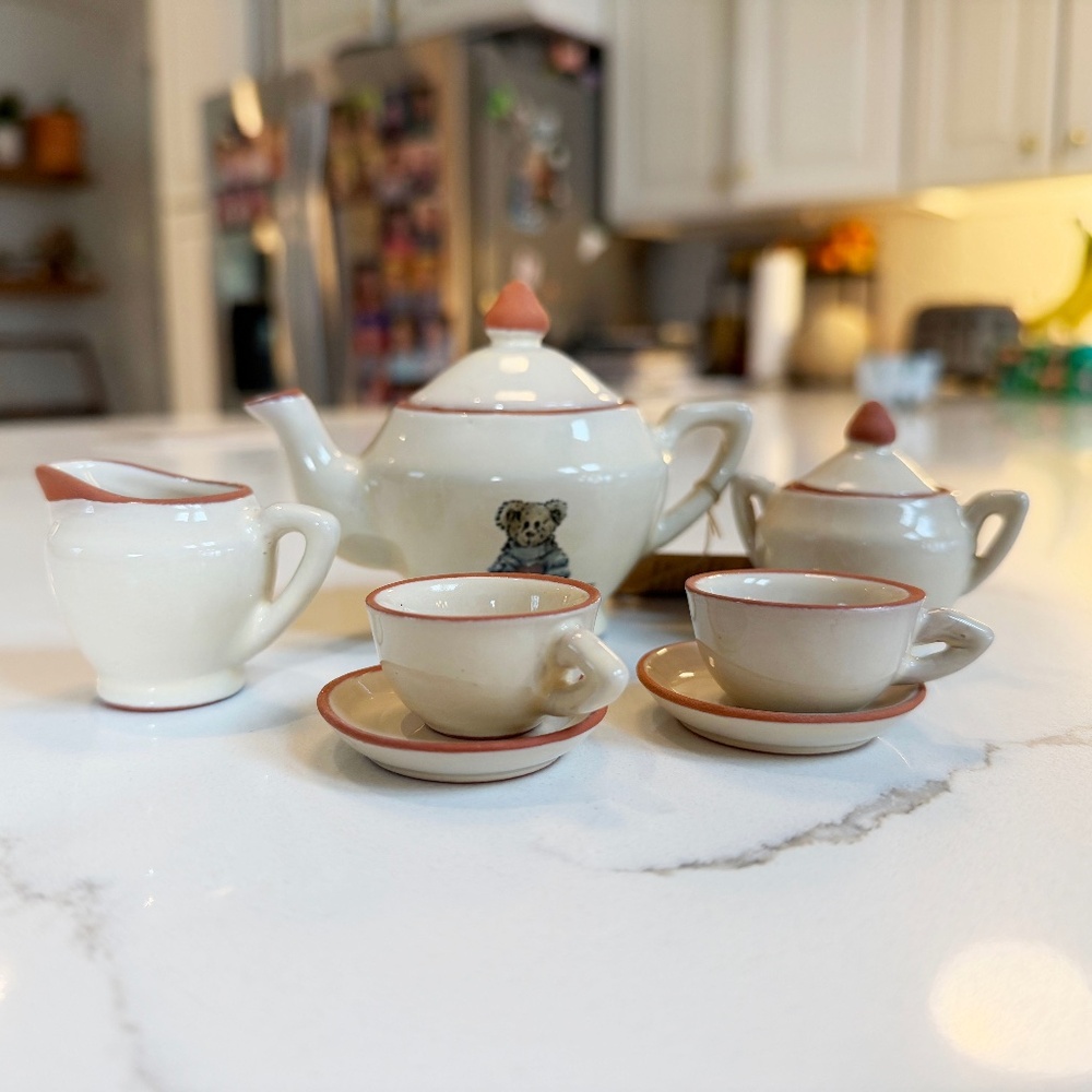 Boyds Bearware Mini‎ Tea Set Teddy Bear Decorative Collectible Vintage